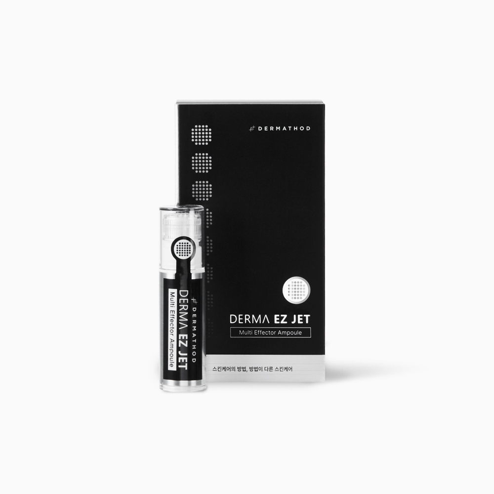 Produktabbildung der DERMA EZ JET Multi Effector Ampoule von Dermafood mit schwarzer Verpackung und modernem Design.