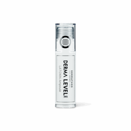 Transparente Ampulle mit schwarzem Dosierkopf – DERMA LEVEL 345 LATOXIN Ampoule von DERMATHOD zur Faltenglättung