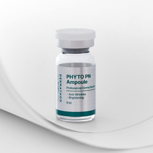 Fläschchen der PHYTO PN Ampoule von DERMATHOD mit 6 ml Inhalt und Applikatoraufsatz – Anti-Falten- und Brightening-Serum für die Hautpflege.