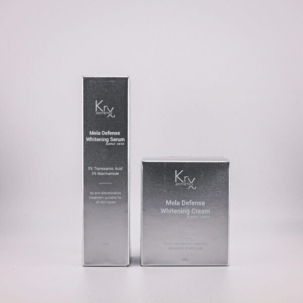 KrX Aesthetics Mela Defense Whitening Serum und Cream – Set für die Heimpflege gegen Pigmentflecken