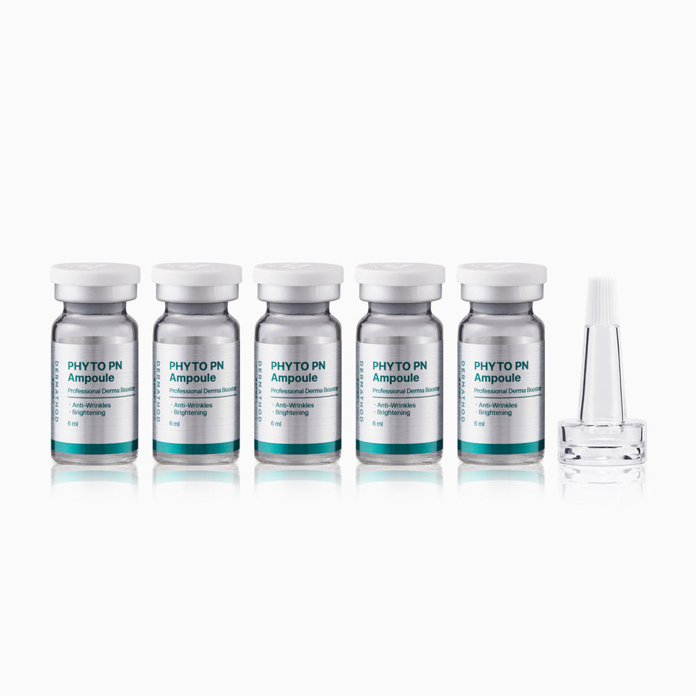 PHYTO PN Ampoule Produktset mit fünf Ampullen und Applikator für professionelle kosmetische Behandlungen.