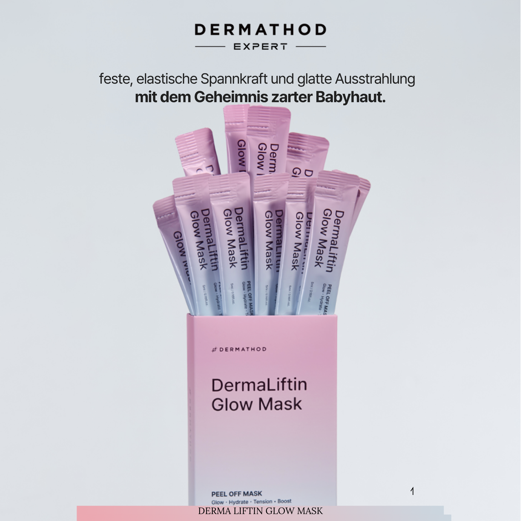 DermaLiftin Glow Mask mit 15 Einzelmasken Dermathod DermaLiftin Glow Mask Schachtel mit 15 einzeln verpackten 5 ml Masken
